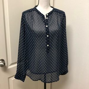 J.Crew Navy Polka Dot Blouse, Sz. M